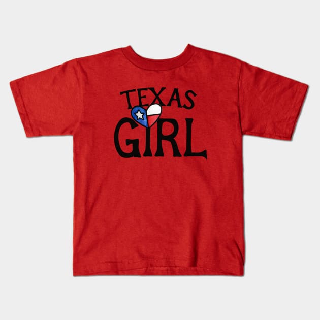 Texas Girl Kids T-Shirt by bubbsnugg